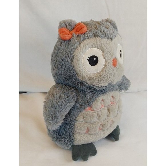 Lambs & Ivy Gray Owl Plush 12" Girl Orange Bow pre-owned  good condition. - Picture 2 of 7